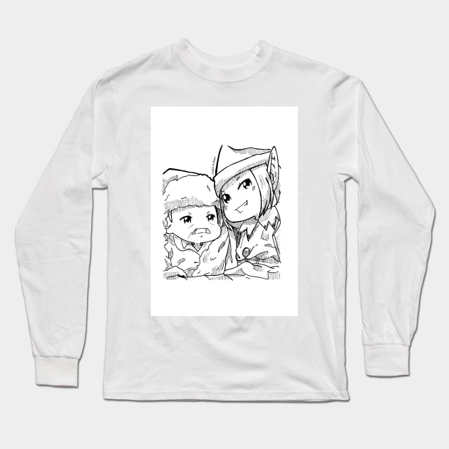 Santa Nedley + Elf Nicole Long Sleeve T-Shirt by riozaki21